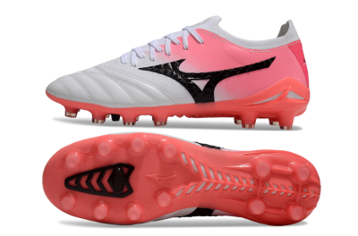 Unisex Mizuno Morelia Neo 3 FG Firm Ground Low-Tops Football Boots - White/Black/Pink