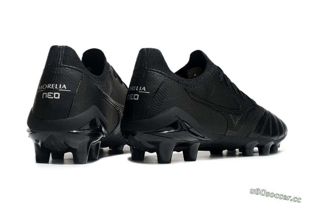 Men's Mizuno Morelia Neo 3 FG Firm Ground Low-Tops Football Boots - Black/Black 7