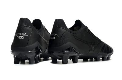 Men's Mizuno Morelia Neo 3 FG Firm Ground Low-Tops Football Boots - Black/Black