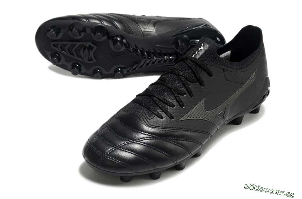 Men's Mizuno Morelia Neo 3 FG Firm Ground Low-Tops Football Boots - Black/Black 3