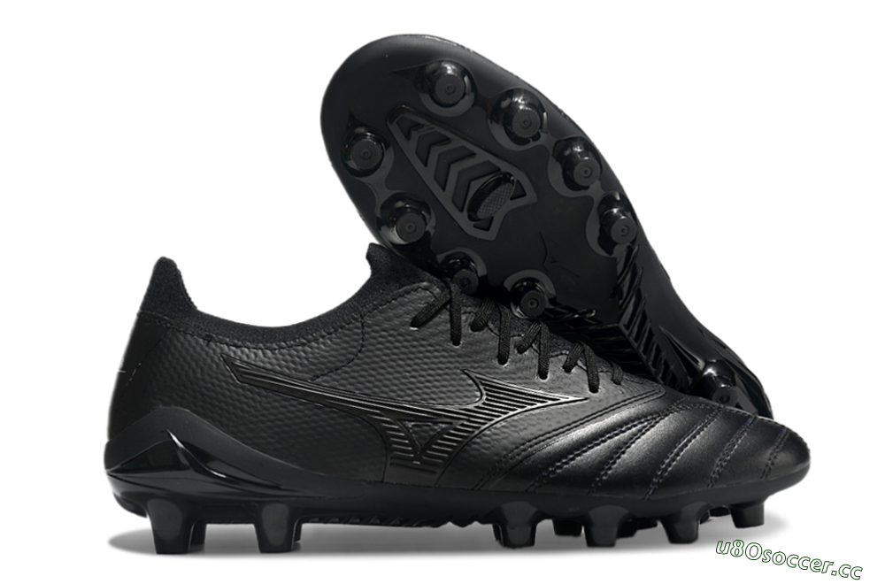 Men's Mizuno Morelia Neo 3 FG Firm Ground Low-Tops Football Boots - Black/Black 2
