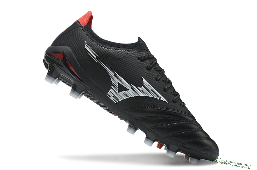 Men's Mizuno Morelia Neo 3 FG Firm Ground Low-Tops Football Boots - Black/White/Red 5