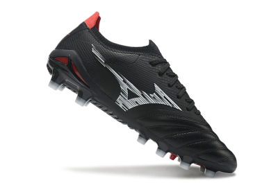 Men's Mizuno Morelia Neo 3 FG Firm Ground Low-Tops Football Boots - Black/White/Red