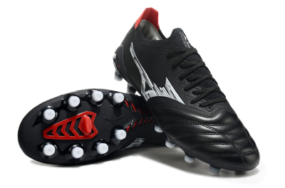 Men's Mizuno Morelia Neo 3 FG Firm Ground Low-Tops Football Boots - Black/White/Red