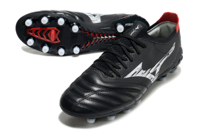 Men's Mizuno Morelia Neo 3 FG Firm Ground Low-Tops Football Boots - Black/White/Red