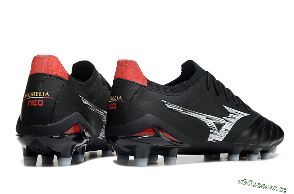 Men's Mizuno Morelia Neo 3 FG Firm Ground Low-Tops Football Boots - Black/White/Red 7