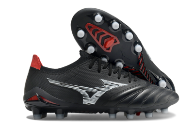 Men's Mizuno Morelia Neo 3 FG Firm Ground Low-Tops Football Boots - Black/White/Red