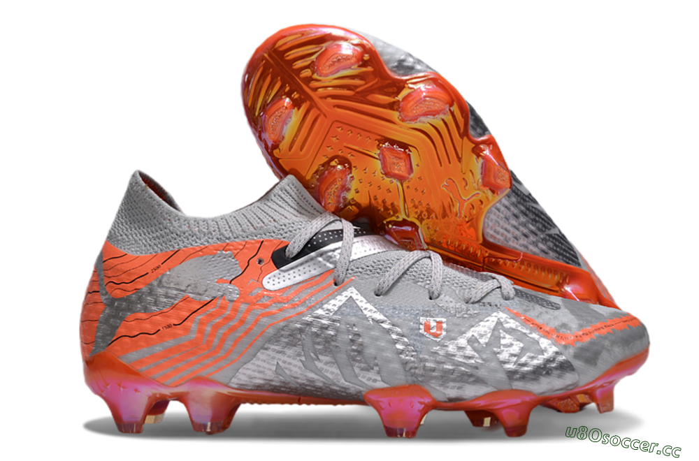 Men's Puma Future Ultimate FG Firm Ground Low-Tops Football Boots - Silver/Red/Pink 2