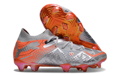 Men's Puma Future Ultimate FG Firm Ground Low-Tops Football Boots - Silver/Red/Pink
