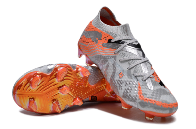 Men's Puma Future Ultimate FG Firm Ground Low-Tops Football Boots - Silver/Red/Pink
