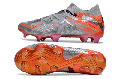 Men's Puma Future Ultimate FG Firm Ground Low-Tops Football Boots - Silver/Red/Pink