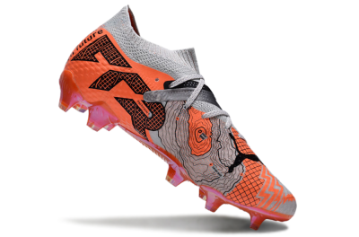 Men's Puma Future Ultimate FG Firm Ground Low-Tops Football Boots - Silver/Red/Pink