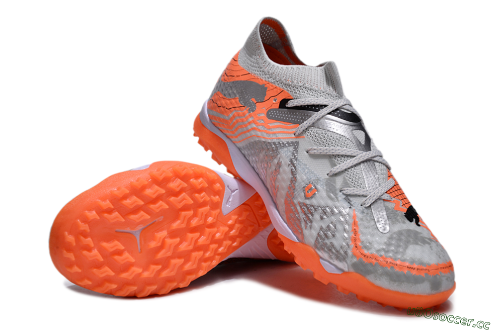 Men's Puma Future Ultimate TF Artificial Turf Low-Tops Football Shoes - Silver/Red/White 3