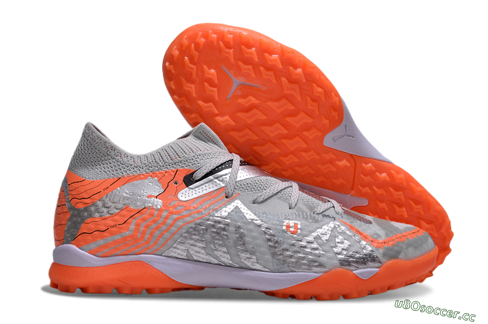 Men's Puma Future Ultimate TF Artificial Turf Low-Tops Football Shoes - Silver/Red/White 2