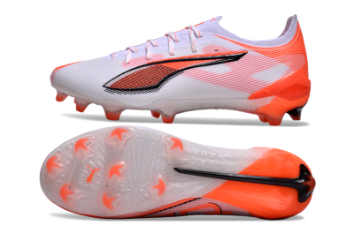 Men's Puma Ultra Ultimate FG Firm Ground Low-Tops Football Boots - White/Black/Red