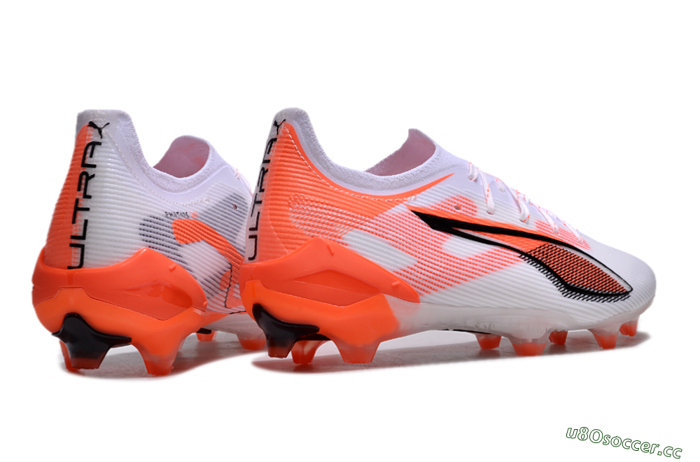 Men's Puma Ultra Ultimate FG Firm Ground Low-Tops Football Boots - White/Black/Red 6