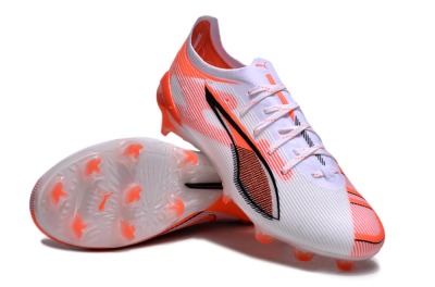 Men's Puma Ultra Ultimate FG Firm Ground Low-Tops Football Boots - White/Black/Red