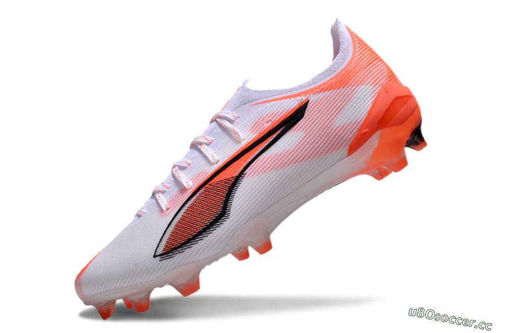 Men's Puma Ultra Ultimate FG Firm Ground Low-Tops Football Boots - White/Black/Red 5