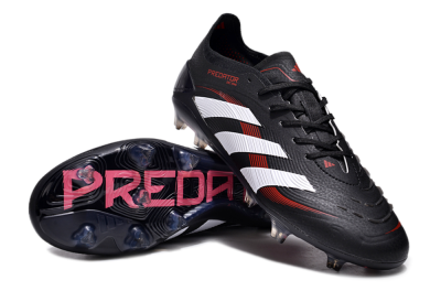 Unisex Adidas Predator Elite 24 FG Firm Ground Low-Tops Football Boots - Black/White/Red
