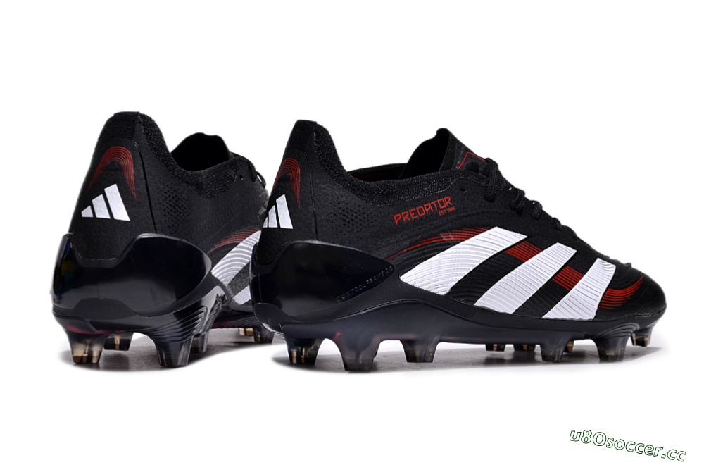 Unisex Adidas Predator Elite 24 FG Firm Ground Low-Tops Football Boots - Black/White/Red 6