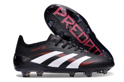 Unisex Adidas Predator Elite 24 FG Firm Ground Low-Tops Football Boots - Black/White/Red