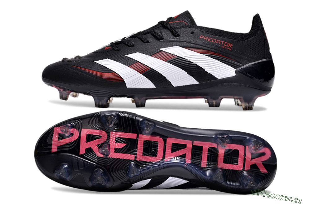 Unisex Adidas Predator Elite 24 FG Firm Ground Low-Tops Football Boots - Black/White/Red 1