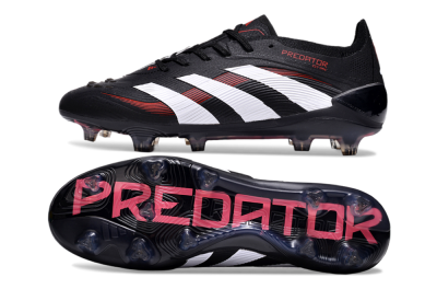 Unisex Adidas Predator Elite 24 FG Firm Ground Low-Tops Football Boots - Black/White/Red
