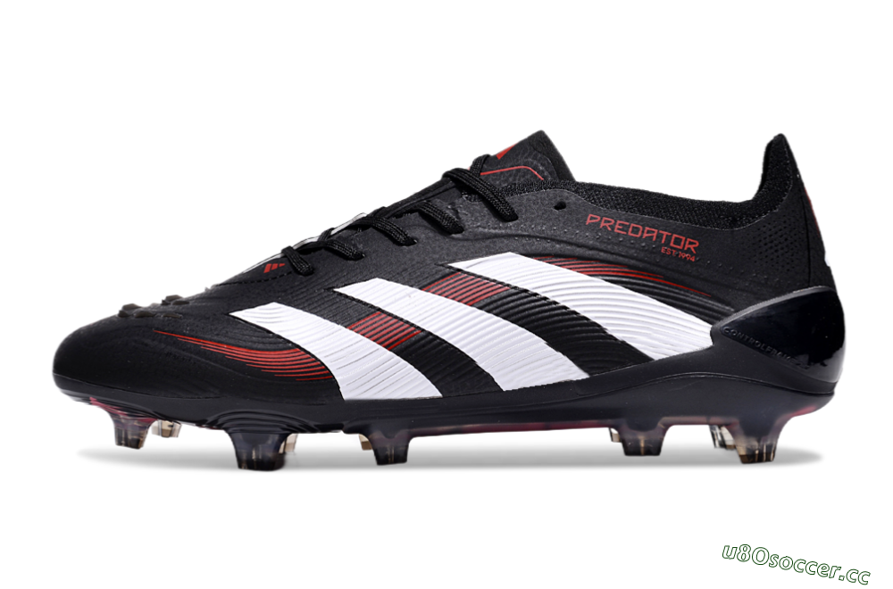 Unisex Adidas Predator Elite 24 FG Firm Ground Low-Tops Football Boots - Black/White/Red 0