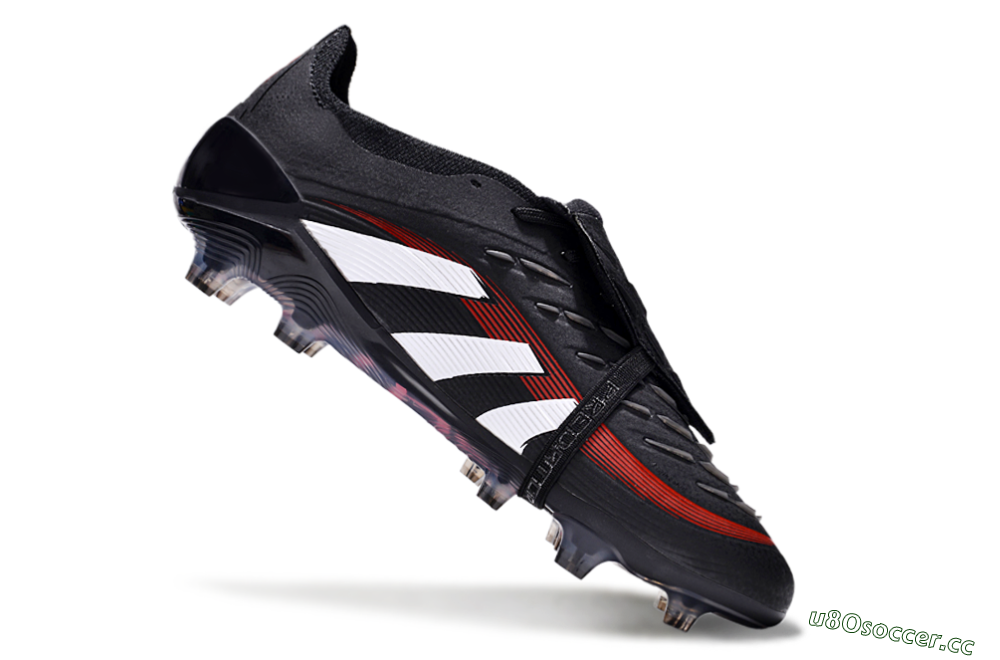 Unisex Adidas Predator Elite Foldover Tongue FG Firm Ground Low-Tops Football Boots - Black/White/Red 4