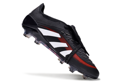 Unisex Adidas Predator Elite Foldover Tongue FG Firm Ground Low-Tops Football Boots - Black/White/Red