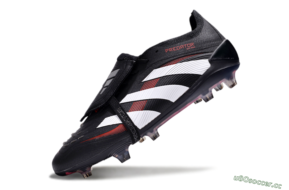Unisex Adidas Predator Elite Foldover Tongue FG Firm Ground Low-Tops Football Boots - Black/White/Red 5