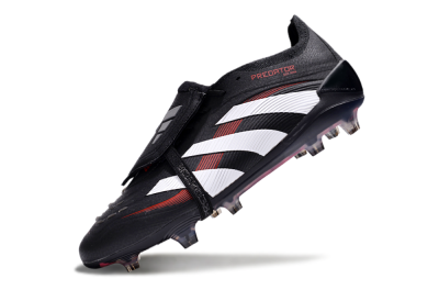 Unisex Adidas Predator Elite Foldover Tongue FG Firm Ground Low-Tops Football Boots - Black/White/Red