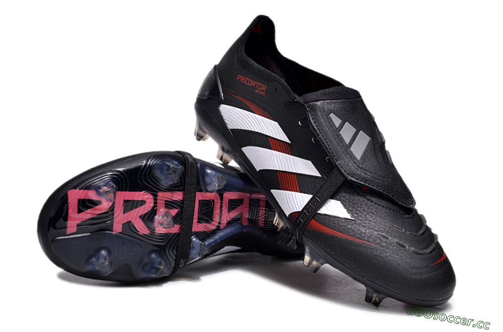 Unisex Adidas Predator Elite Foldover Tongue FG Firm Ground Low-Tops Football Boots - Black/White/Red 3