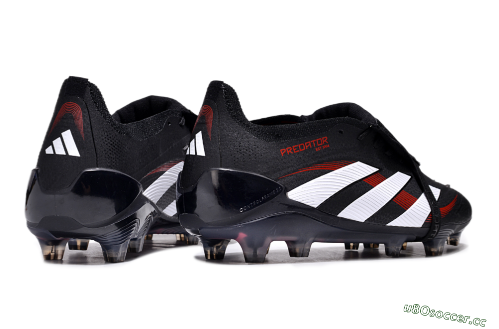 Unisex Adidas Predator Elite Foldover Tongue FG Firm Ground Low-Tops Football Boots - Black/White/Red 6