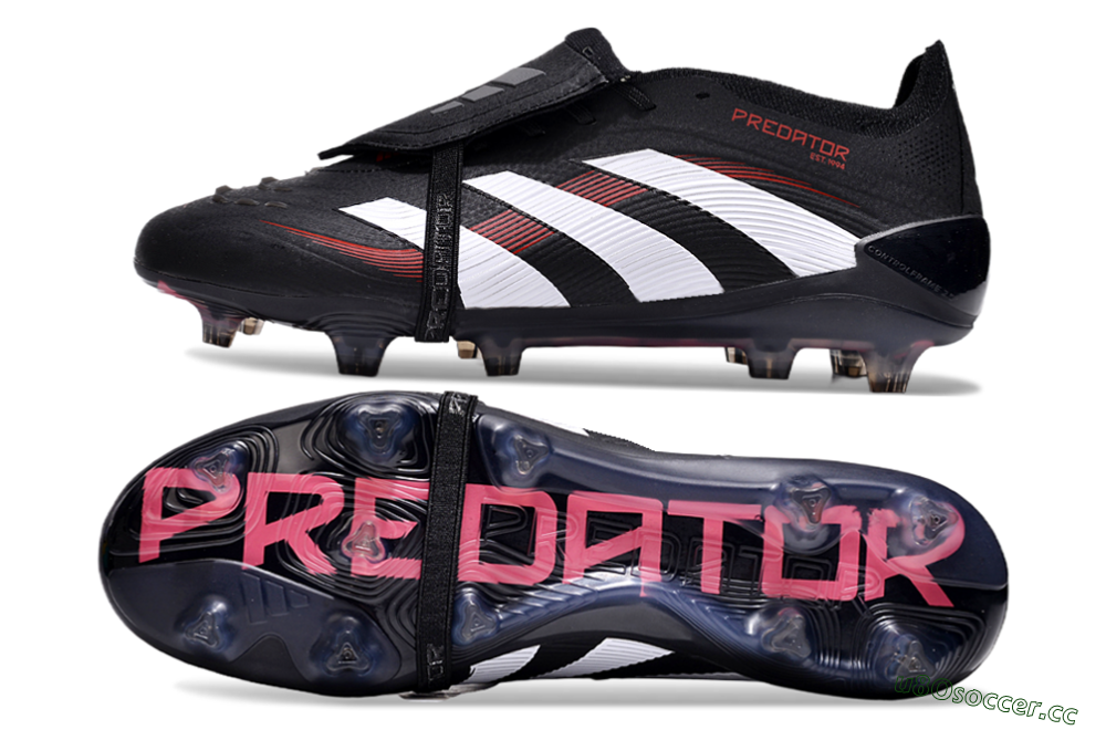 Unisex Adidas Predator Elite Foldover Tongue FG Firm Ground Low-Tops Football Boots - Black/White/Red 1
