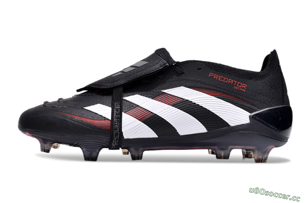 Unisex Adidas Predator Elite Foldover Tongue FG Firm Ground Low-Tops Football Boots - Black/White/Red 0