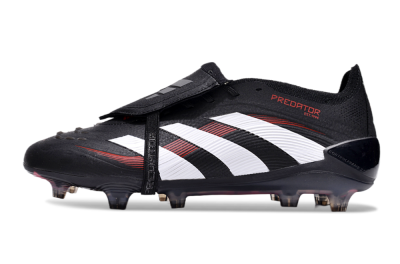 Unisex Adidas Predator Elite Foldover Tongue FG Firm Ground Low-Tops Football Boots - Black/White/Red