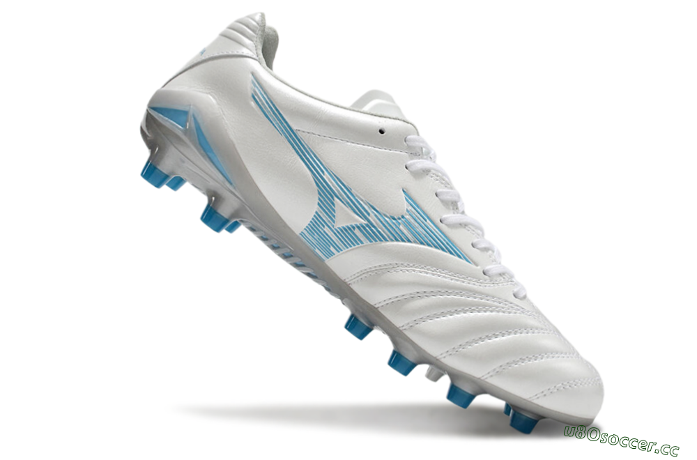 Men's Mizuno Morelia Neo 4 FG Firm Ground Low-Tops Football Boots - White/Blue/Silver 4