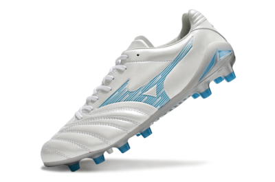 Men's Mizuno Morelia Neo 4 FG Firm Ground Low-Tops Football Boots - White/Blue/Silver