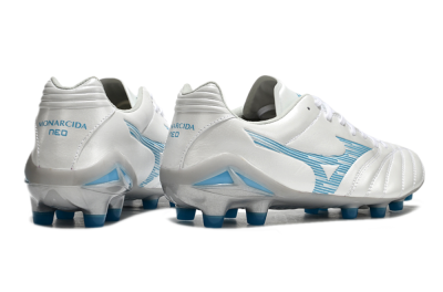 Men's Mizuno Morelia Neo 4 FG Firm Ground Low-Tops Football Boots - White/Blue/Silver
