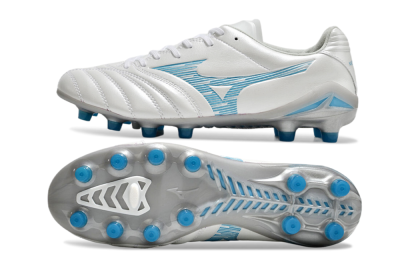 Men's Mizuno Morelia Neo 4 FG Firm Ground Low-Tops Football Boots - White/Blue/Silver