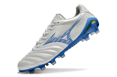 Men's Mizuno Morelia Neo 4 FG Firm Ground Low-Tops Football Boots - White/Blue/Gold