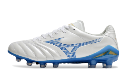 Men's Mizuno Morelia Neo 4 FG Firm Ground Low-Tops Football Boots - White/Blue/Gold
