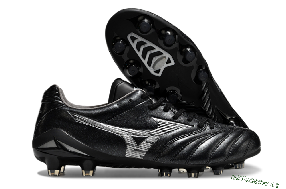Men's Mizuno Morelia Neo 4 FG Firm Ground Low-Tops Football Boots - Black/Silver 2
