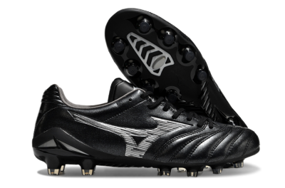 Men's Mizuno Morelia Neo 4 FG Firm Ground Low-Tops Football Boots - Black/Silver