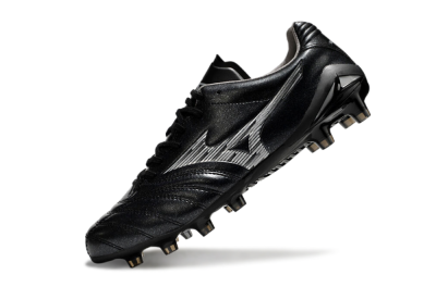 Men's Mizuno Morelia Neo 4 FG Firm Ground Low-Tops Football Boots - Black/Silver
