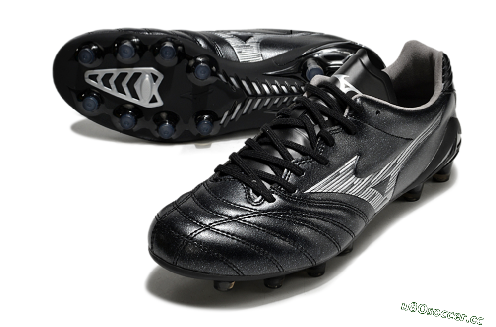 Men's Mizuno Morelia Neo 4 FG Firm Ground Low-Tops Football Boots - Black/Silver 3