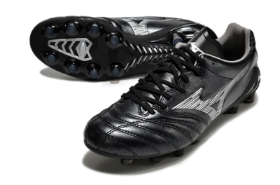 Men's Mizuno Morelia Neo 4 FG Firm Ground Low-Tops Football Boots - Black/Silver