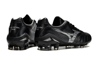 Men's Mizuno Morelia Neo 4 FG Firm Ground Low-Tops Football Boots - Black/Silver