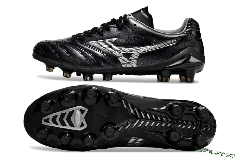 Men's Mizuno Morelia Neo 4 FG Firm Ground Low-Tops Football Boots - Black/Silver 1